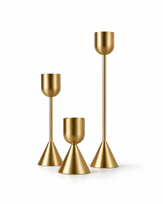 Zentito® LUNA | Minimalist Taper Candle Holder (Set of 3)